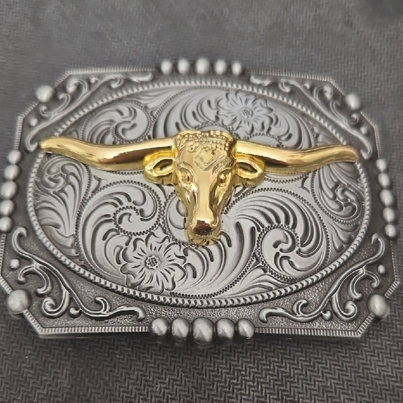 Other - Gold and Silver Bull Head Belt Buckle